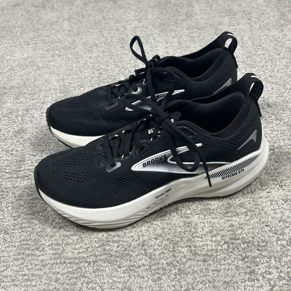 Brooks Glycerin GTS 22 Shoes Womens 9.5 Black White Walking Running